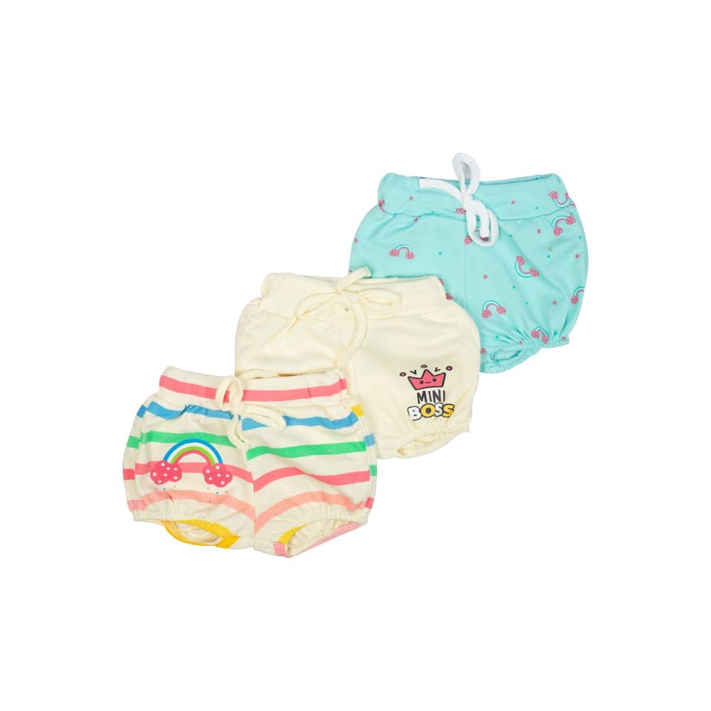 Mee Mee Baby Striped, Offwhite  Light Blue Shorts 